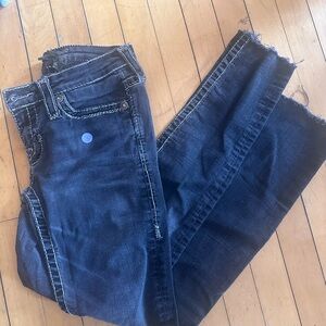 Big Star Women's Dark Indigo Skinny Jeans with Raw Hem